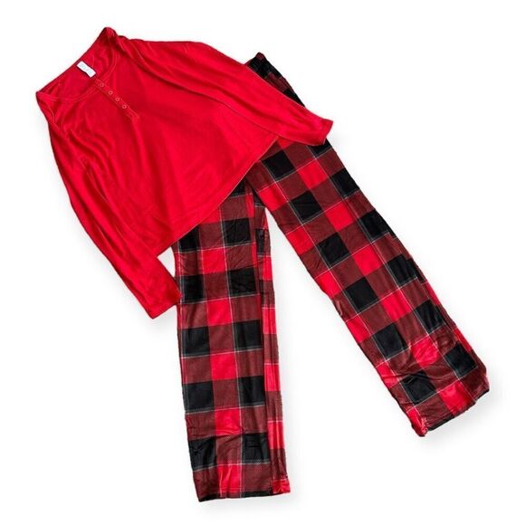 STARS ABOVE Women’s 2 Piece Cozy PJ Set in Red/Black Size Small NEW - Picture 2 of 13